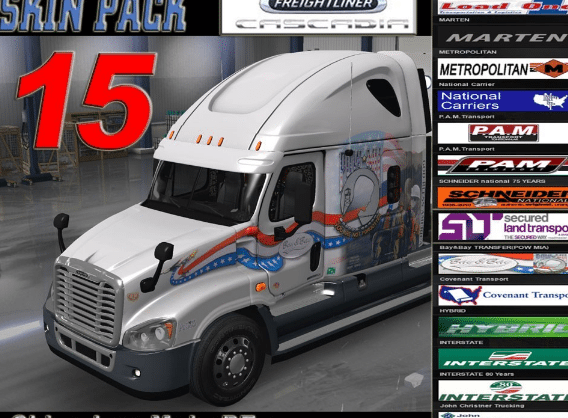 Pack 15 repaints for Freightliner Cascadia v 1.1 ATS 3
