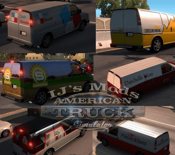 Utility vehicles (vans) with skins companies in the SCS traffic mod