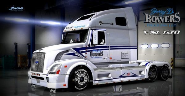 Volvo VNL 670 Bowers Trucking LLC Skin Mod