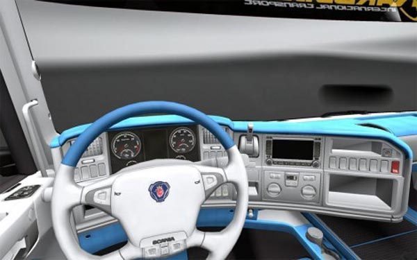 Scania blue and white interior