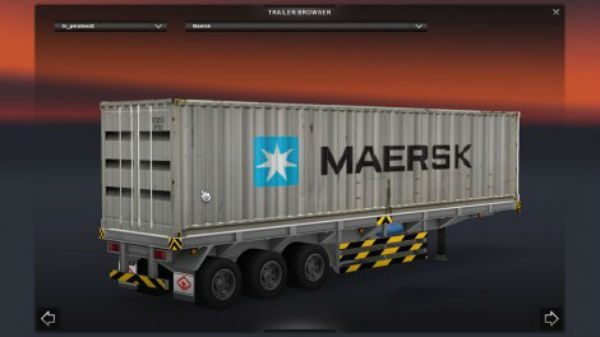 Maersk + Empty Flatbed Trailer