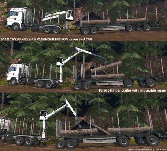 MAN TGS 33.440 Forestry Truck and Trailers v 0.7 [MP]